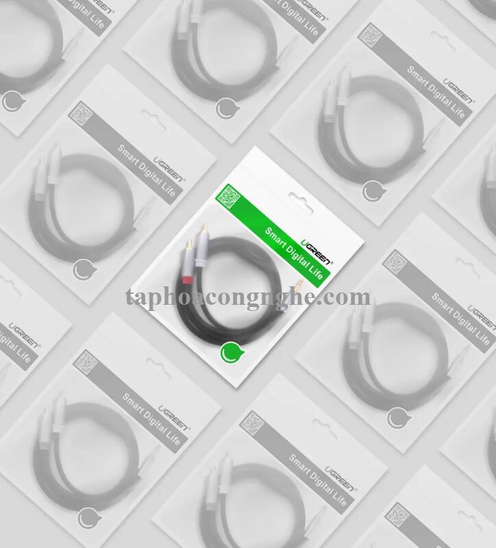 Ugreen 40844 3M màu Đen Cáp âm thanh 2 đầu Bông sen sang 3.5mm Dương đầu bọc nhôm mạ vàng AV135 30040844